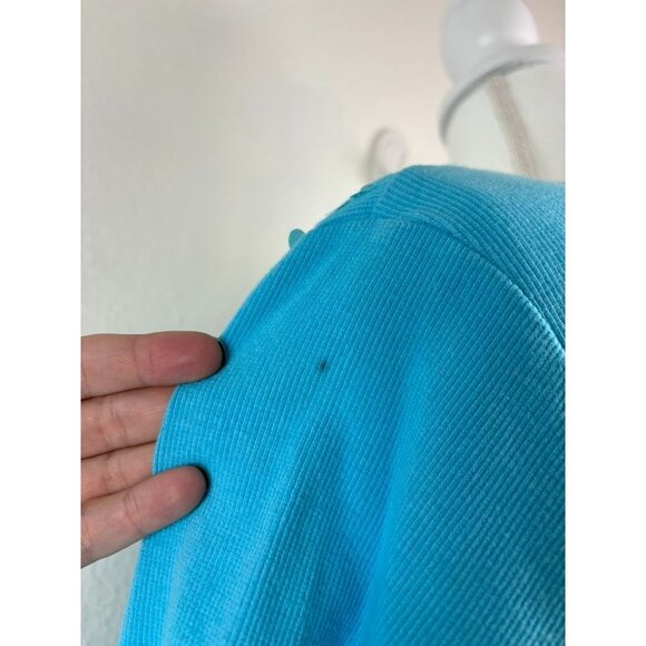 Quacker Factory women's large light blue v-neck‎ 3/4 sleeve sequin shimmer top - Picture 6 of 8